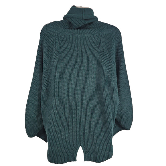 Cabi Women Pullover Sweater Small Green Knit Ruched Sleeve Cowl Neck Cotton 3532 - Picture 2 of 10